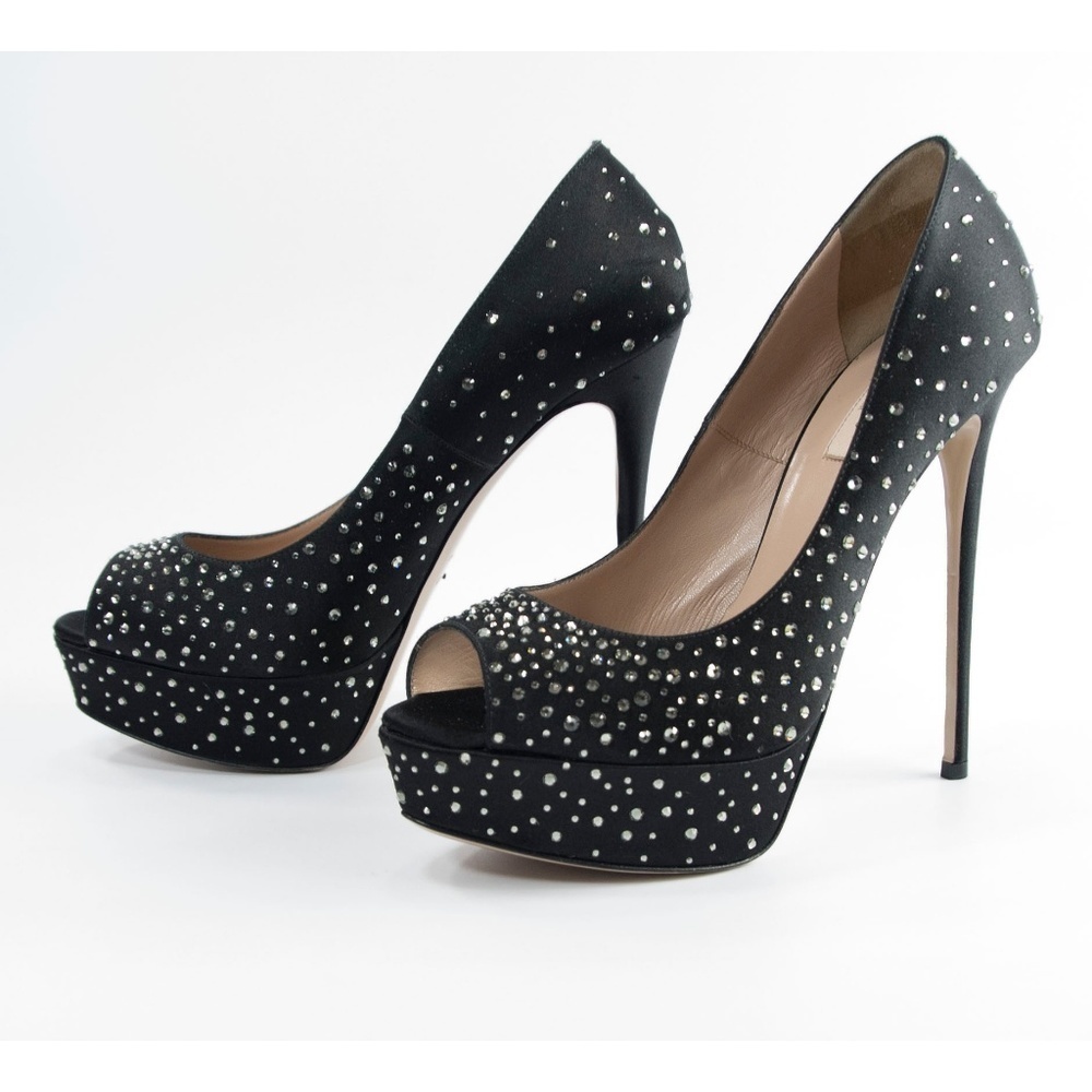 Valentino Runway Black Crystal Platform Pumps 39.5 - Picture 3 of 8